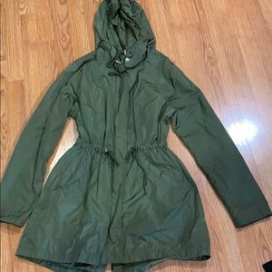 Olive green rain coat